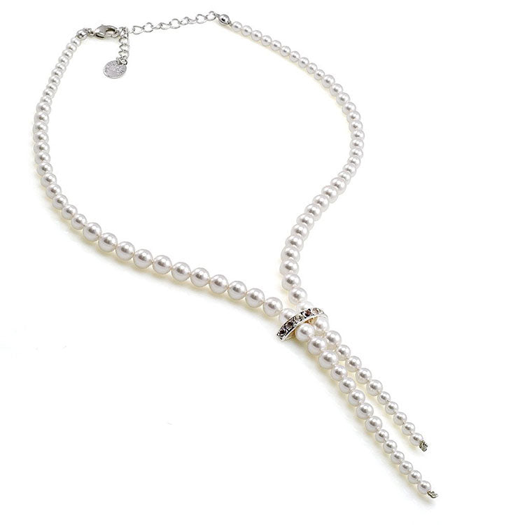 colier cu perle si cristale swarovski albe