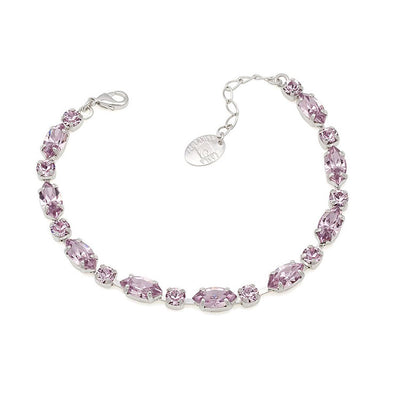 Bratara cu cristale swarovski light amnethyst placat cu rhodiu