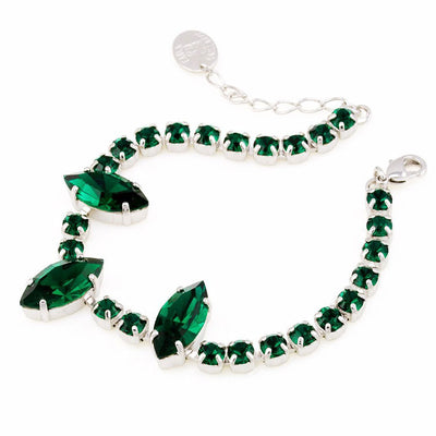 Bratara cu cristale swarovski emerald placat cu rhodiu