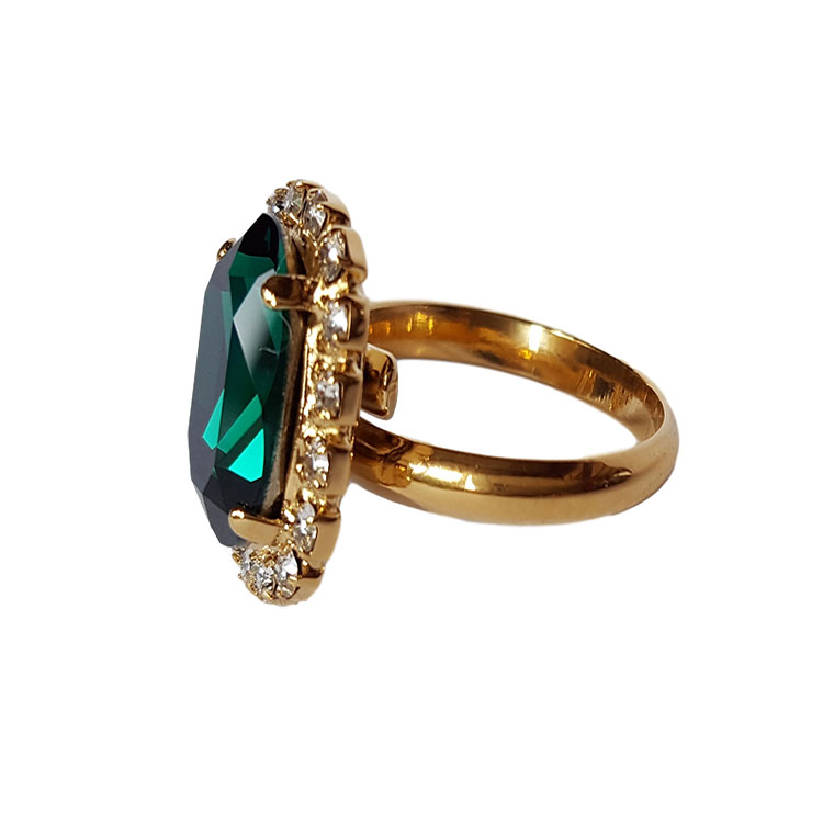 inel fashion cu cristale swarovski emerald placat cu aur