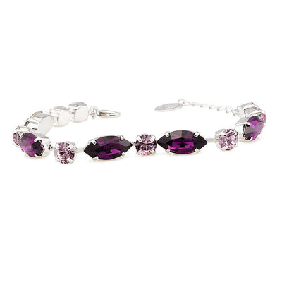 Bratara cu cristale swarovski amethyst& light amethyst placat cu rhodiu