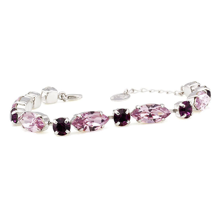 Bratara cu cristale swarovski amethyst& light amethyst placat cu rhodiu