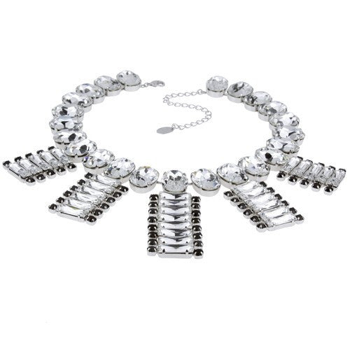 Colier cu pietre swarovski  cod 1170 cristal alb & pietre negre