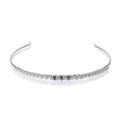 coronita mireasa cu pietre swarovski  cod 8204 perle albe