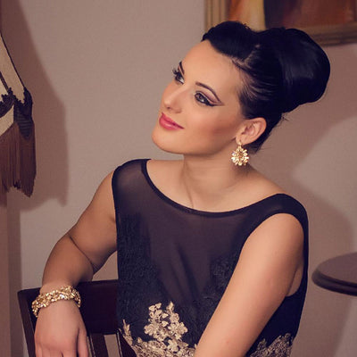 Cercei Aurii Cu Cristale Swarovski Placati cu Aur