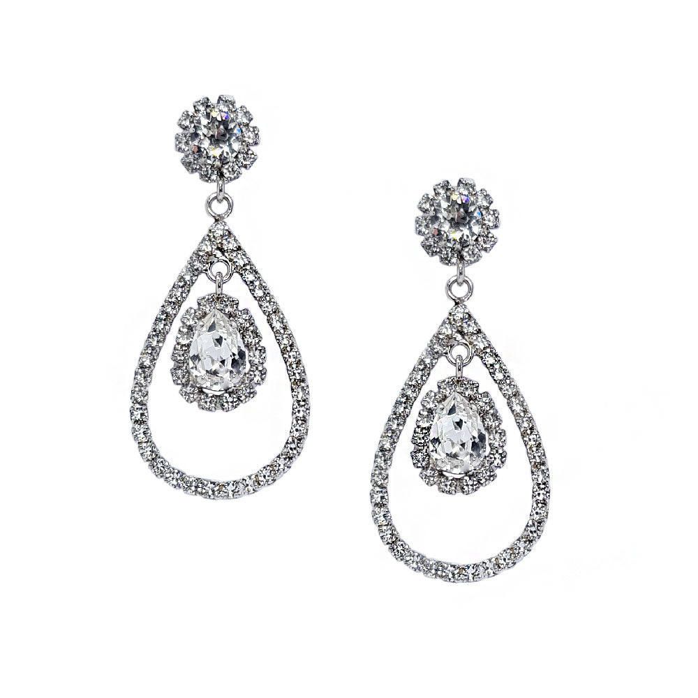 Cercei mireasa lungi swarovski, cercei candelabru cristal alb