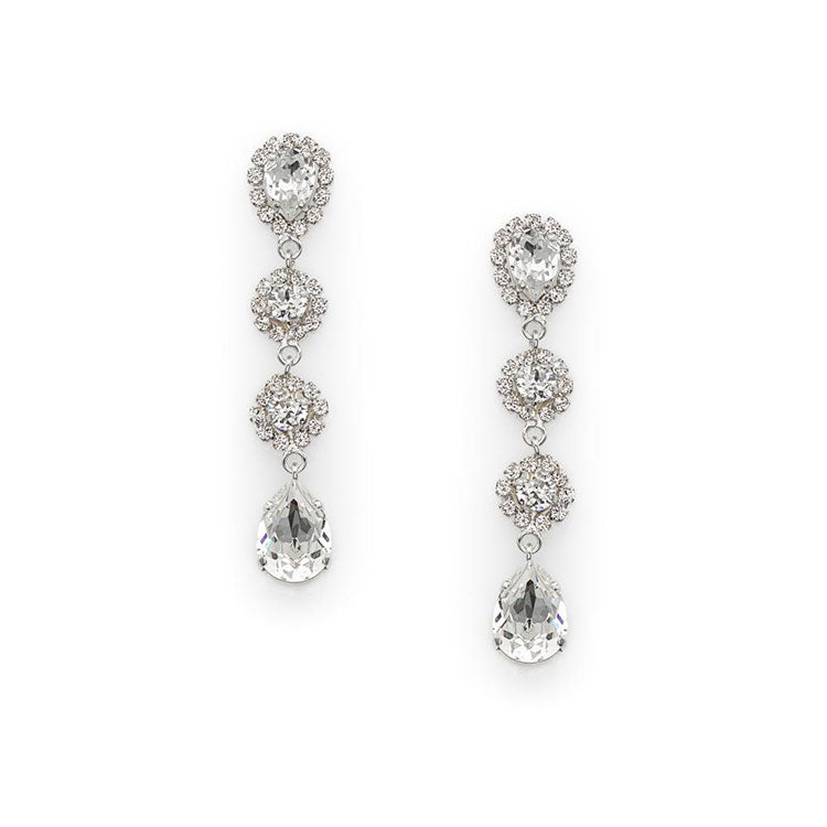 Cercei  swarovski mireasa lungi cristal alb