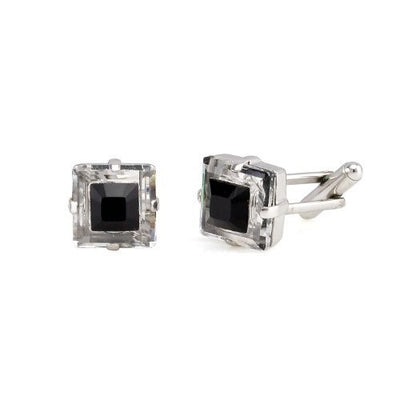 Butoni barbati cu pietre swarovski cod 4439 cristal alb & pietre negre