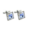 Butoni barbati cu pietre swarovski cod 4439 cristal alb & Light Saphyre