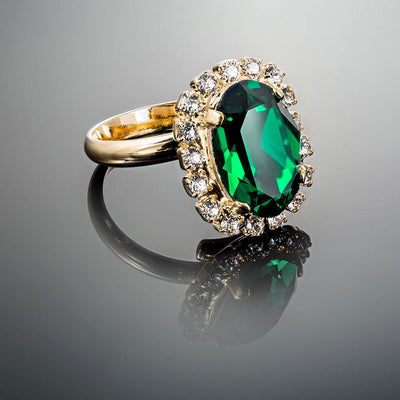 inel fashion cu cristale swarovski emerald placat cu aur