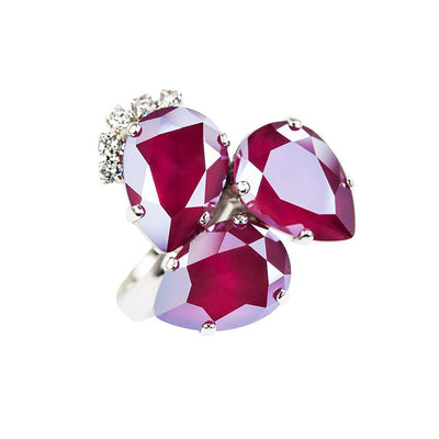 Inel cu cristale  Swarovski royal Dark Red