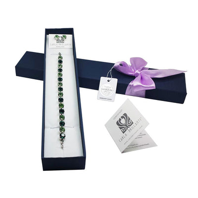 Set bratara cu cercei cristale Swarovski emerald, peridot