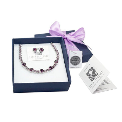 set bratara cu cercei cu cristale Swarovski Amethist