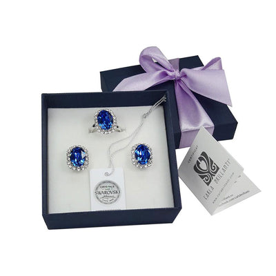 set bijuterii cu cristale swarovski saphire