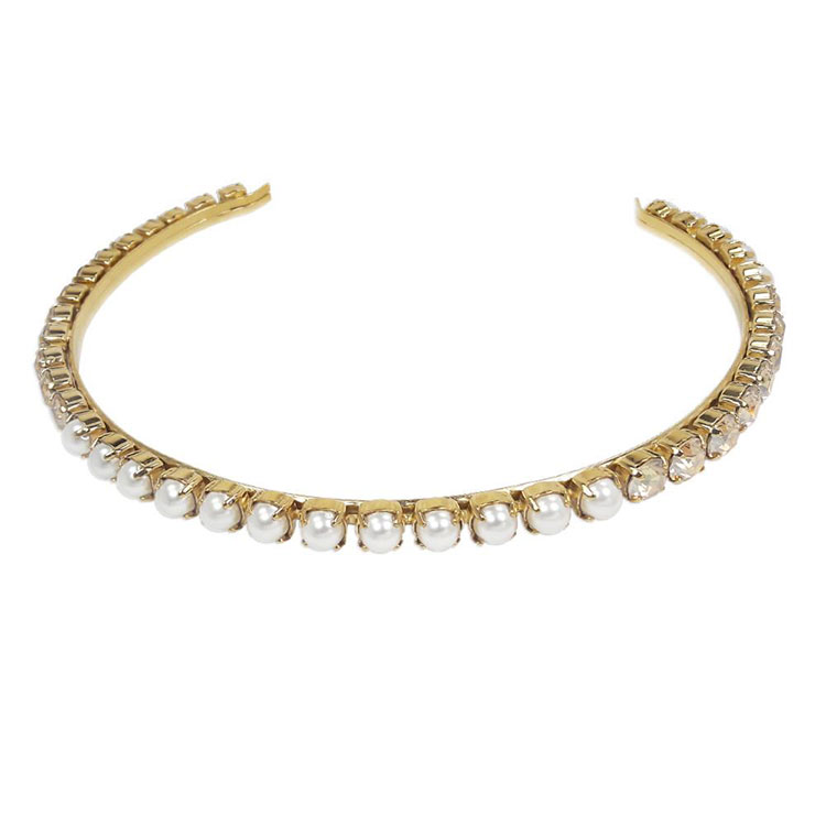 coronita mireasa cu pietre swarovski  golden shadow si perle crem