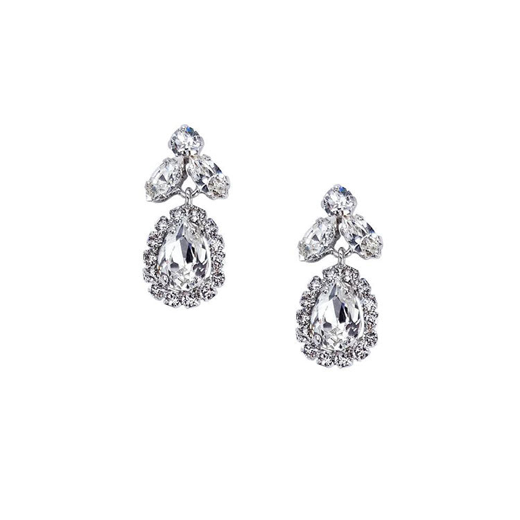 Cercei  swarovski mireasa mici cristal alb