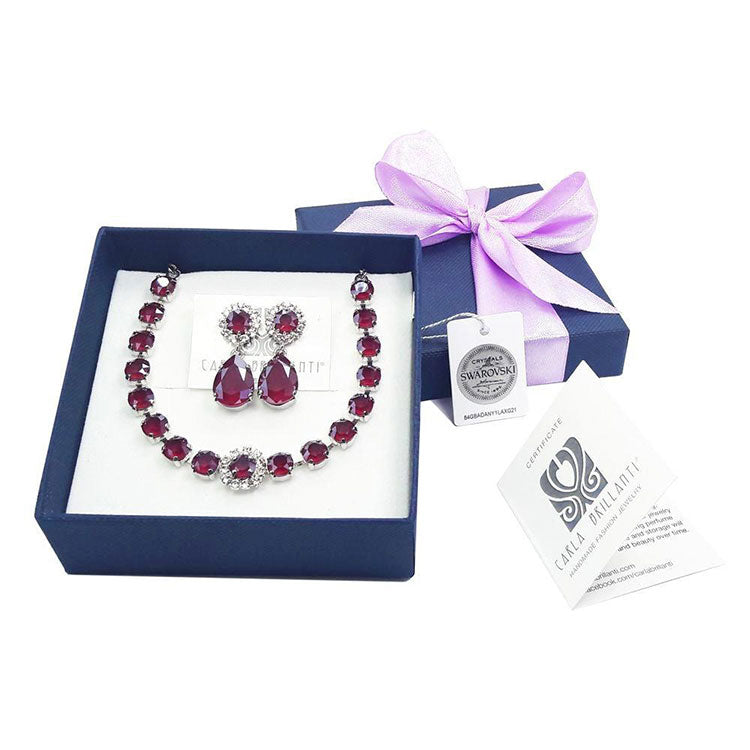 set bijuterii cu cristale swarovski royal red